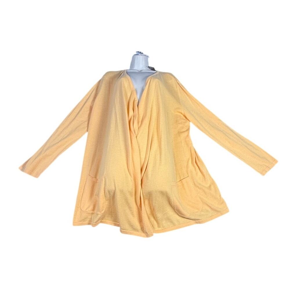 NWT J.Jill Long Open Drape Cotton Cardigan Womens Large L Cantaloupe Orange